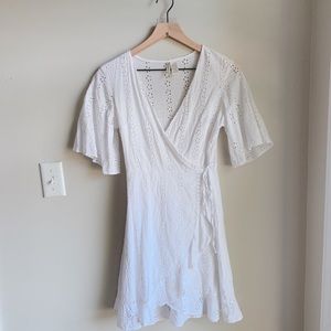 Japna | white eyelet cutout wrap dress S